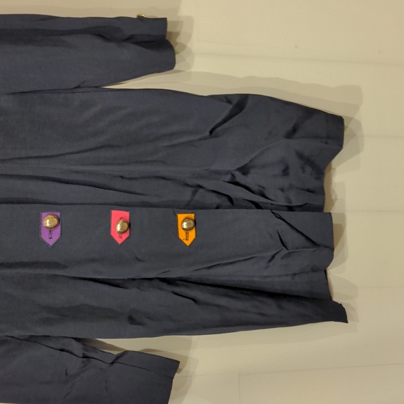 SZ 5/6 vintage 90s dress button front long sleeve sheath style with gold accents - Picture 4 of 8